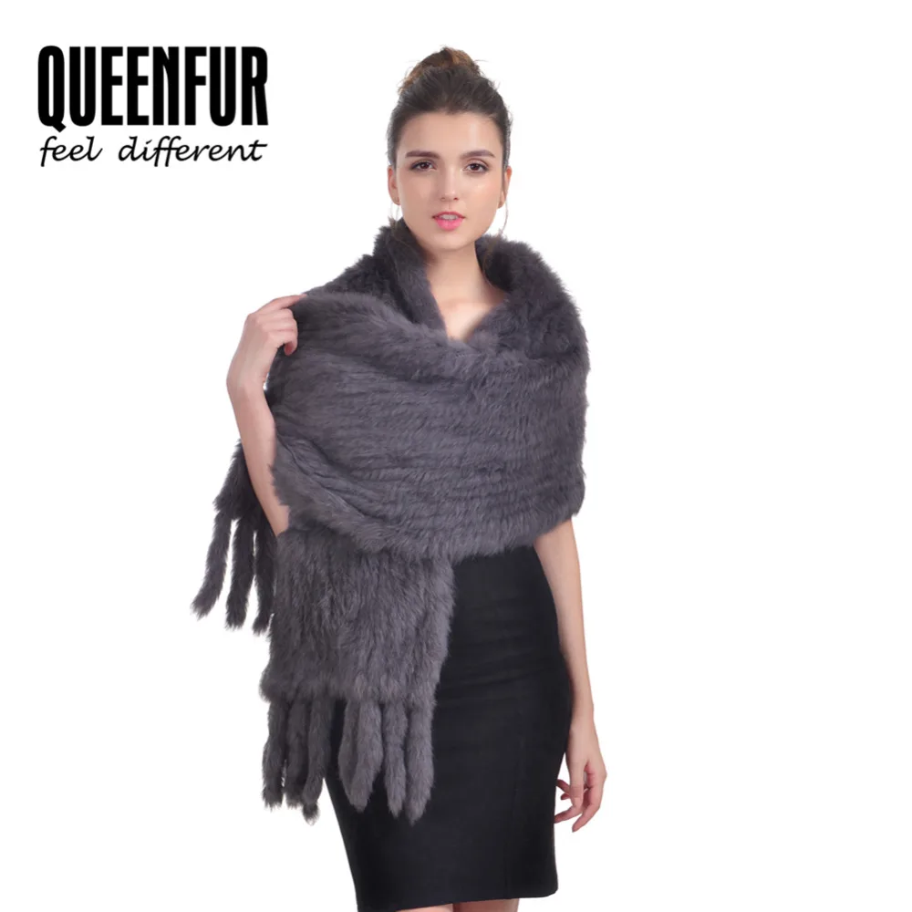Реальные Кролик Мех животных шарф с бахромой Новинка 2017 года бренд вязаный Natural