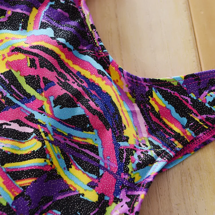 Танк для девочек гимнастический унитад Детские блестящие трико из ткани без