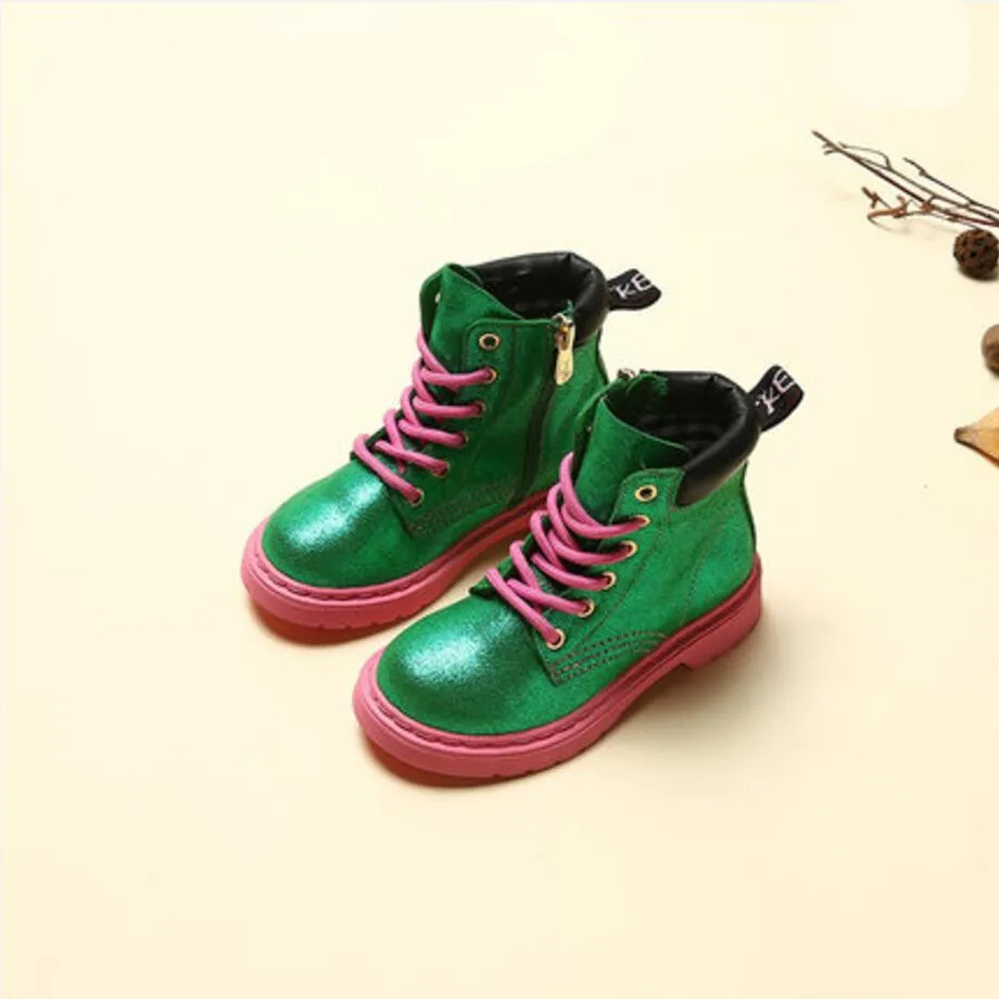 Gamlon детские кожаные сапоги для девочек 2017 Осень Новые Мальчики Британская мода