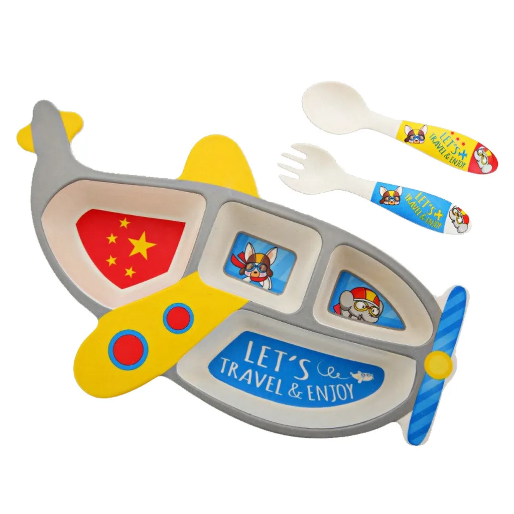 Три набора домашних тарелок из бамбукового волокна набор посуды против падения