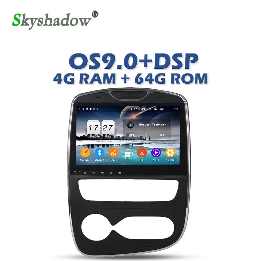 Автомобильный dvd-плеер DSP ips AHD Android 9,0 8 ядер+ 4 Гб+ 64 ГБ gps карта RDS радио Wifi Bluetooth 4,2 для Renault Clio