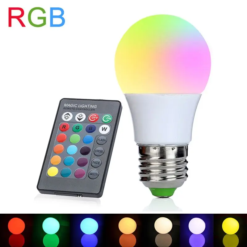 E27 RGB светодиодный светильник, 3 Вт, 110 В, 220 В, светодиодный светильник, 16 цветов, с ИК-пультом дистанционного управления, лампада для украшения дома, праздника