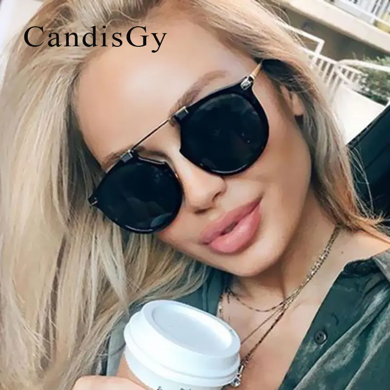 Новые Круглые линзы кошачий глаз Зеркальные брендовые дизайнерские