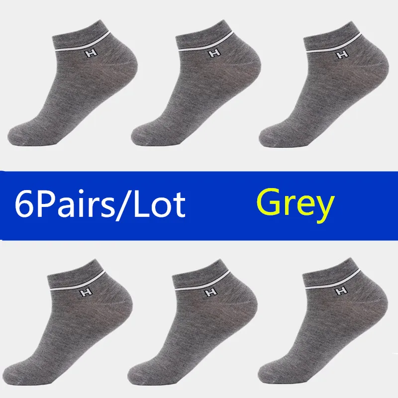 WZ003-grey-6pairs 6 пар, Новое поступление, мужские носки, повседневные, летние, стильные, дышащие, брендовые носки, мужские носки, Прямая поставка - Цвет: WZ003-grey-6pairs