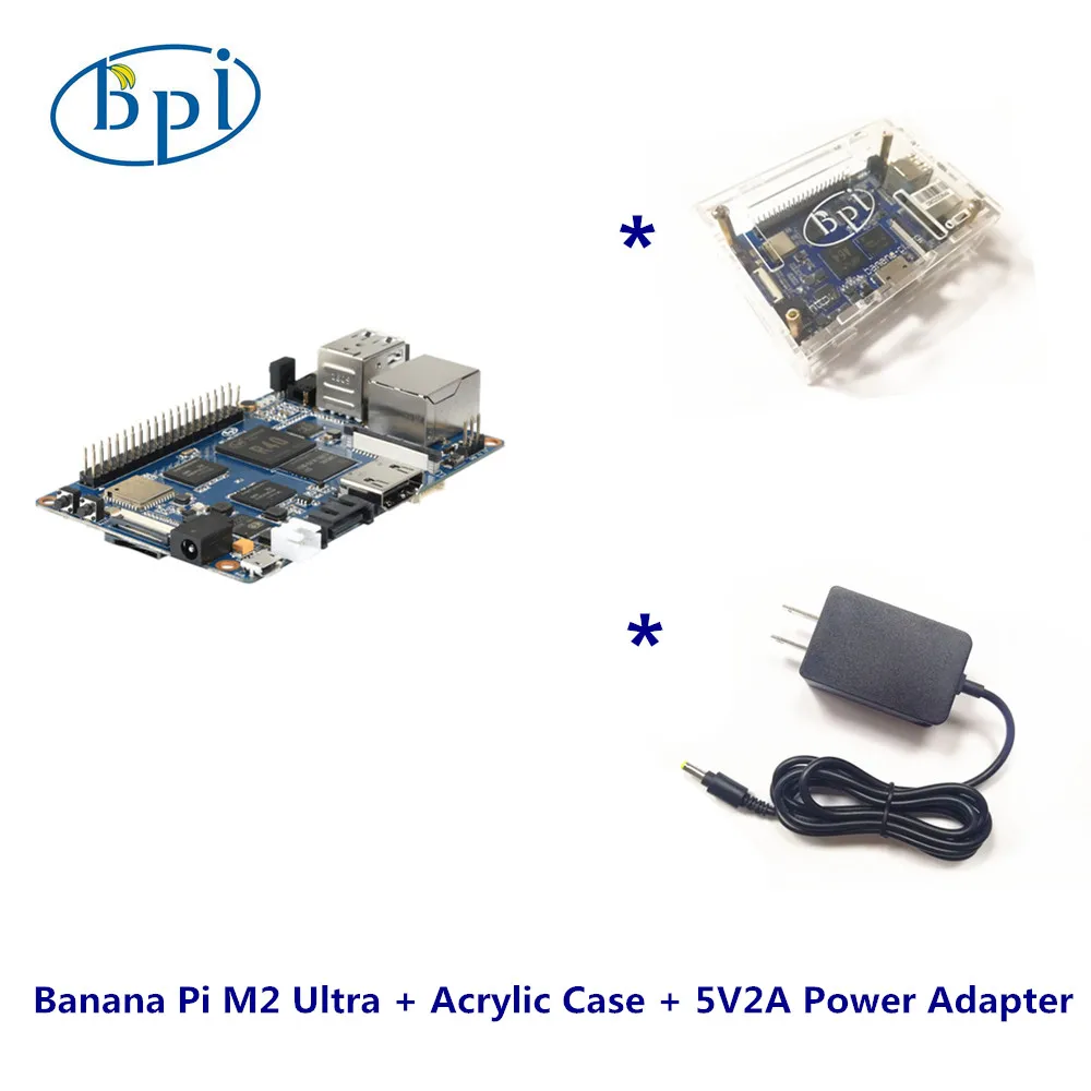 One Complete kits  Banana Pi M2 Ultra+Acrylic Case+DC Power supply