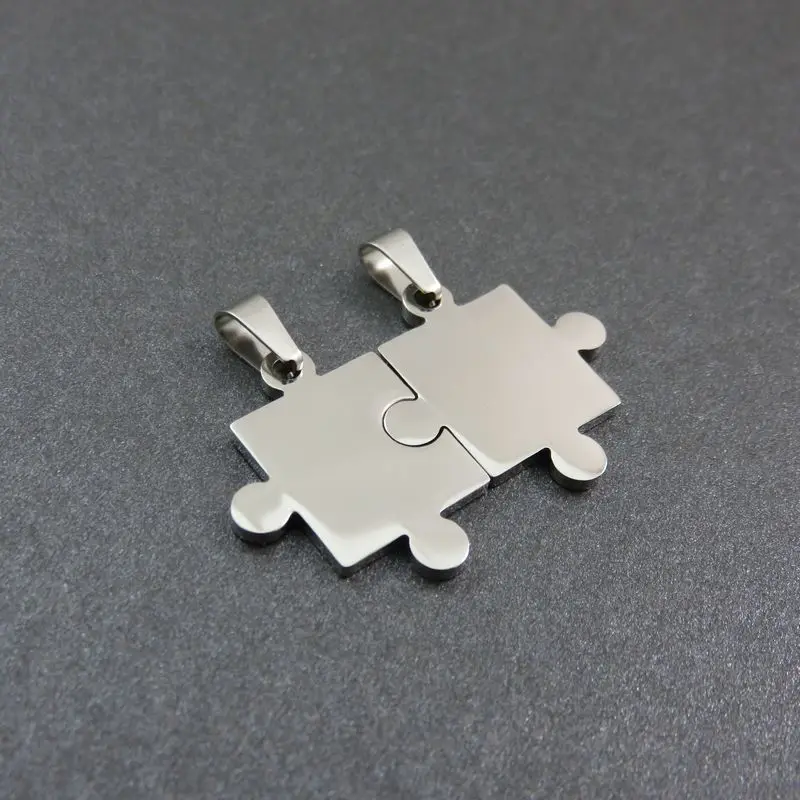 Only Pendant 10 шт. две половинки Любовь Сердце собака метки, нержавеющая сталь головоломка ожерелье кулон, мода DIY логотип ювелирные изделия - Окраска металла: Only Pendant