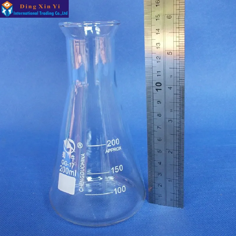 Стеклянная колба Erlenmeyer (4 шт./лот) 200 мл стеклянная коническая лабораторное