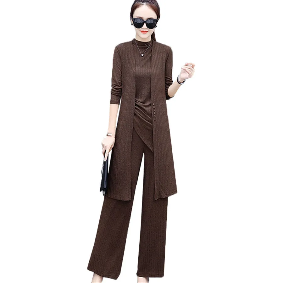 Новинка 2019 женский спортивный костюм из 3 предметов длинное пальто + укороченный