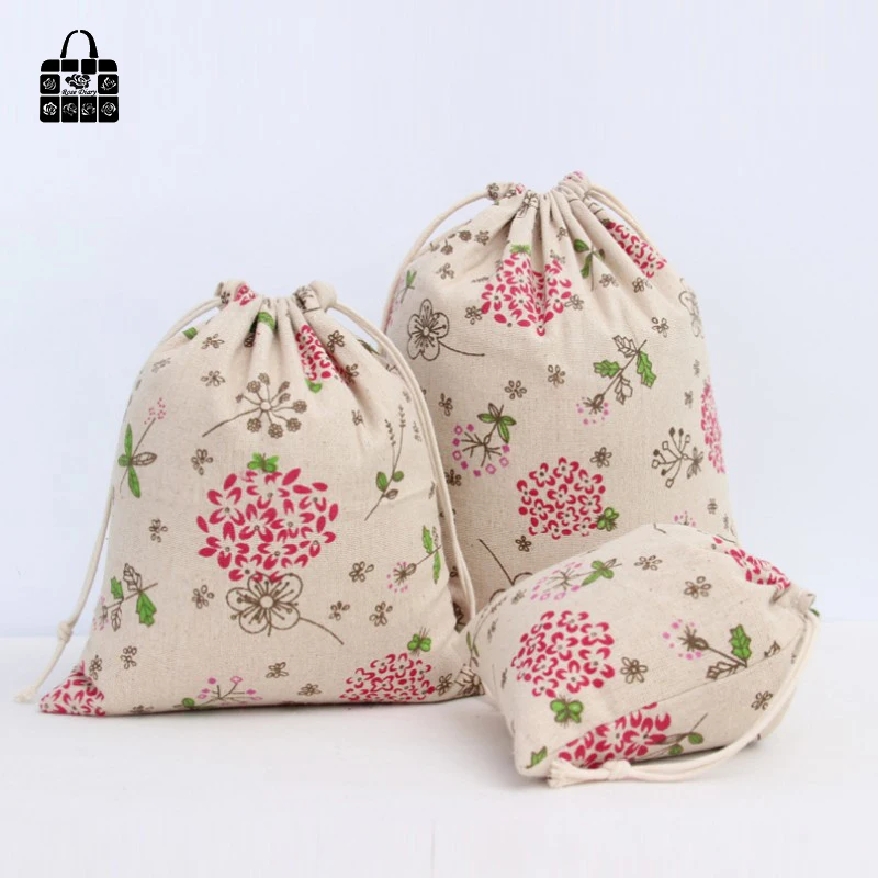 1 шт. красный одуванчик хлопок лен тканевый мешок для сбора пыли одежда дорожная