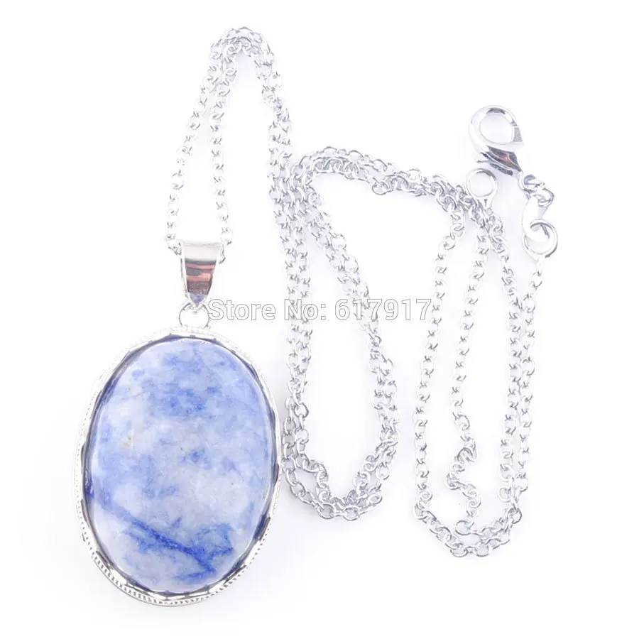 Pendant and Chain RONGZUAN прекрасный натуральный розовый Quartzs бирюза Агаты Jaspers камень яйцо форма бисера кулон цепочки и ожерелья цепи для женщин ювелирные изделия TBN376 - Окраска металла: Pendant and Chain