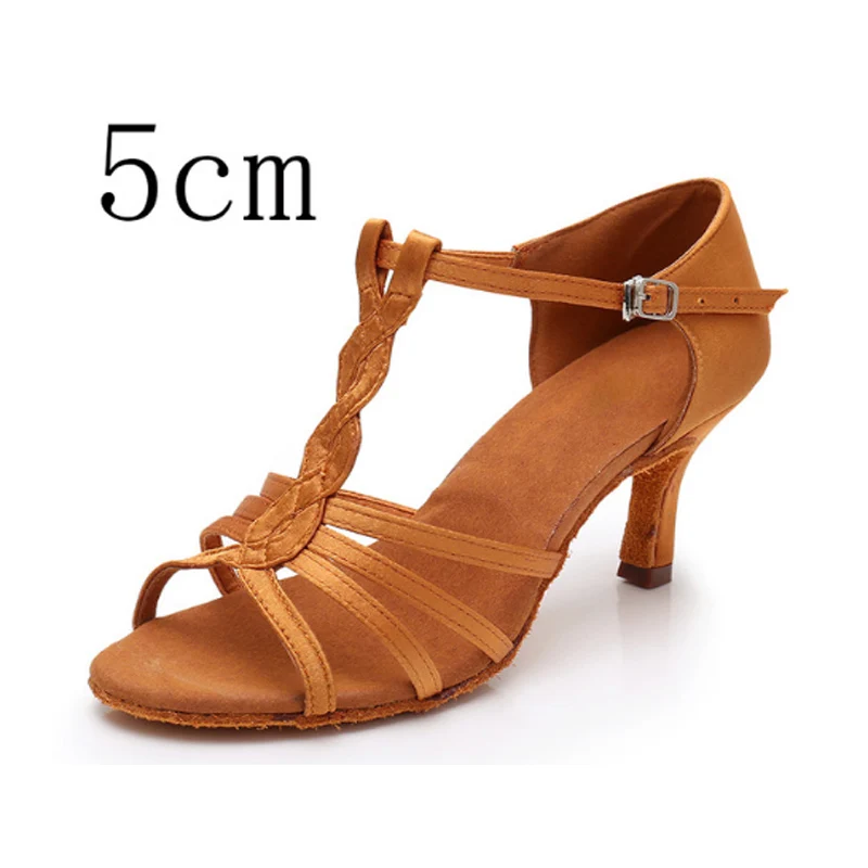 Brown 5cm Alharb новая Сальса Туфли для латинских танцев для Для женщин девочек Танго бальных танцевальные, на высоком каблуке мягкие туфли для танцев 5/7 см Бальные Обувь для танцев - Цвет: Brown 5cm