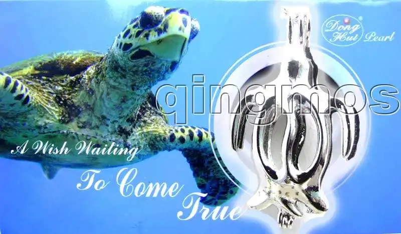 Qingmos Wish Pearl Подарочная коробка 20 мм роза клетка Чокеры ожерелье для женщин с Oyster Love цепочка с жемчужным кулоном Ожерелье Colar-3622 - Окраска металла: Turtle