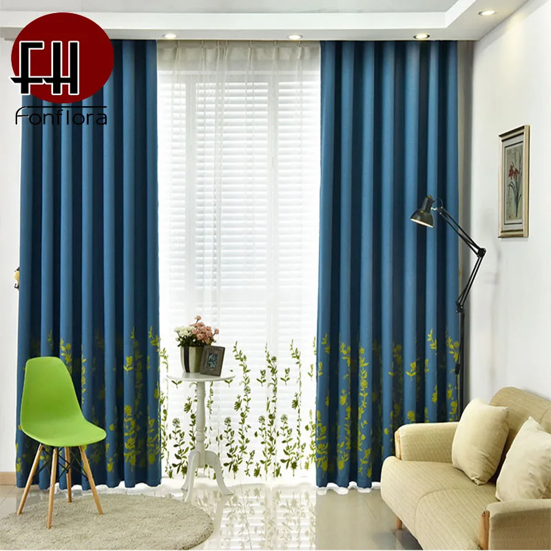 Вышитые цветочные затемненные занавески для гостиной спальни двери задняя