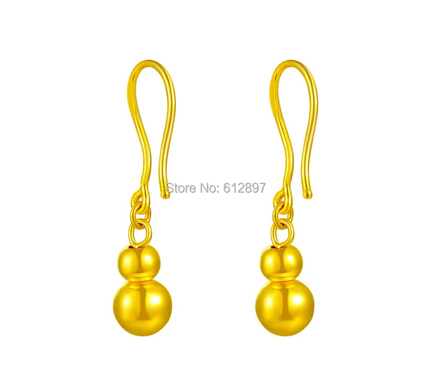 

Серьги из настоящего желтого золота 24 карата/серьги-подвески с тыквой/4,79 г