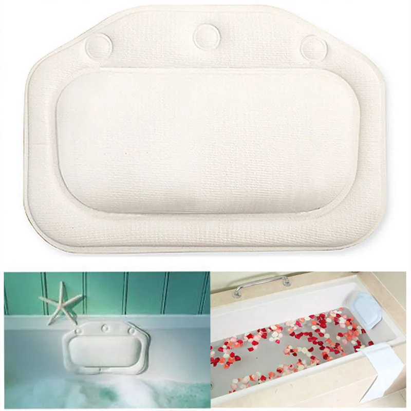 PVC Bath Pillow Headrest Accessories Bathtub Suction Cup Waterproof Pillows Bathroom Products | Дом и сад