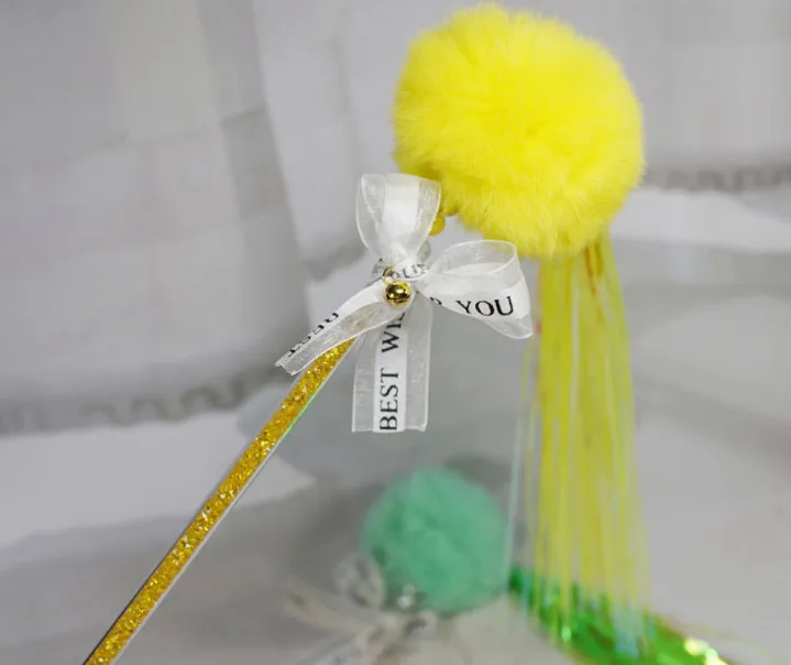 Usd3.98/pc котенок питомец игральные игрушки Котик-тизер Удочка палочки кролик мех мяч 10 шт./партия