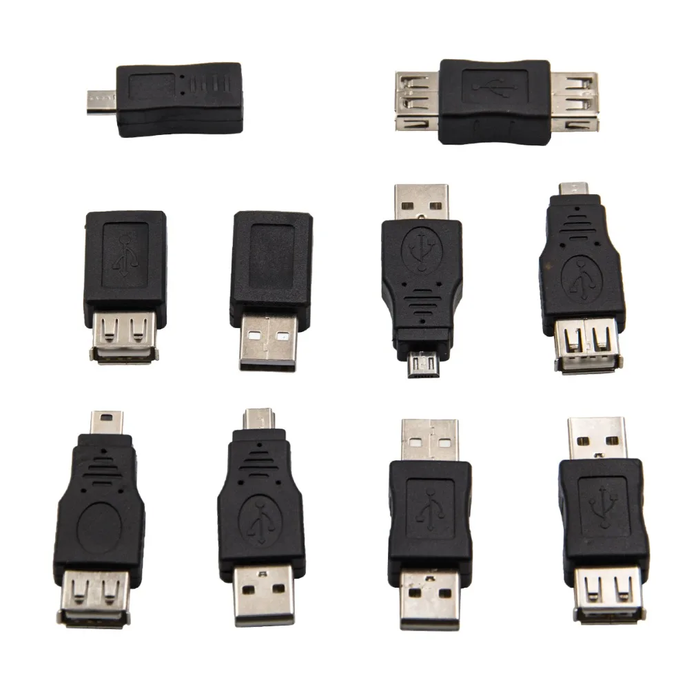 

10pcs/set OTG 5pin F/M Mini Micro USB Changer Adapter Converter Male to Female USB Gadgets Connectors High Quality