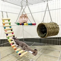 new 3pcspet hammock swing tunnel house bed ladder hamster squirrel hanging cage toy squirrel rat swing nest cages