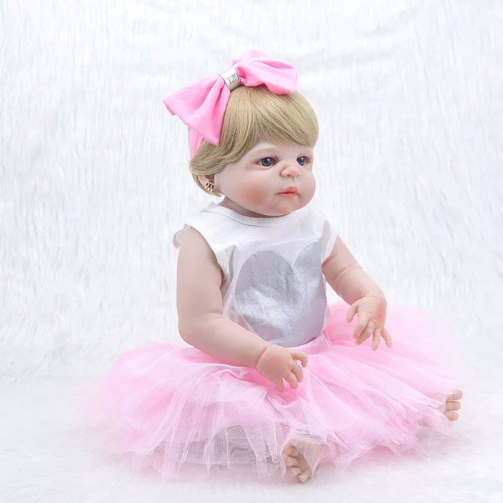 Forrsdor57cm pretty Victoria full silicone lifelike newborn Baby girl with short brown hair Bonecas Bebe Reborn dolls | Игрушки и хобби