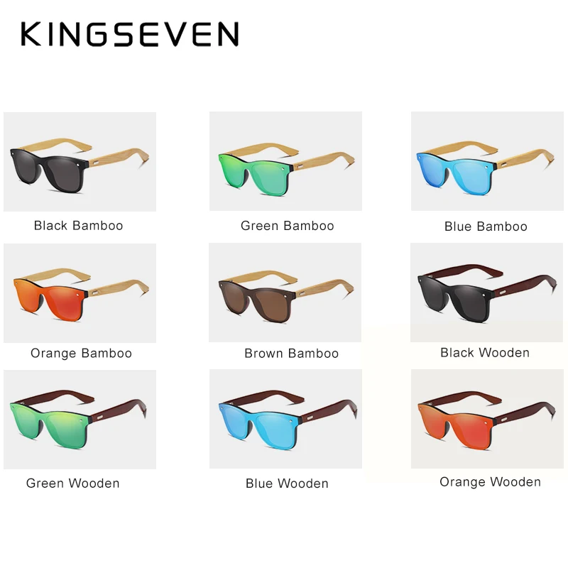 Мужские бамбуковые солнцезащитные очки KINGSEVEN брендовые дизайнерские ручной