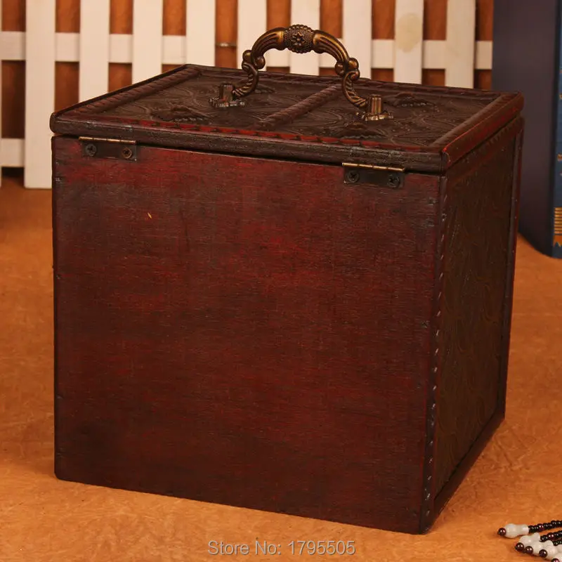 Античный деревянный туалетный чехол ретро с зеркалом шкатулка для украшений