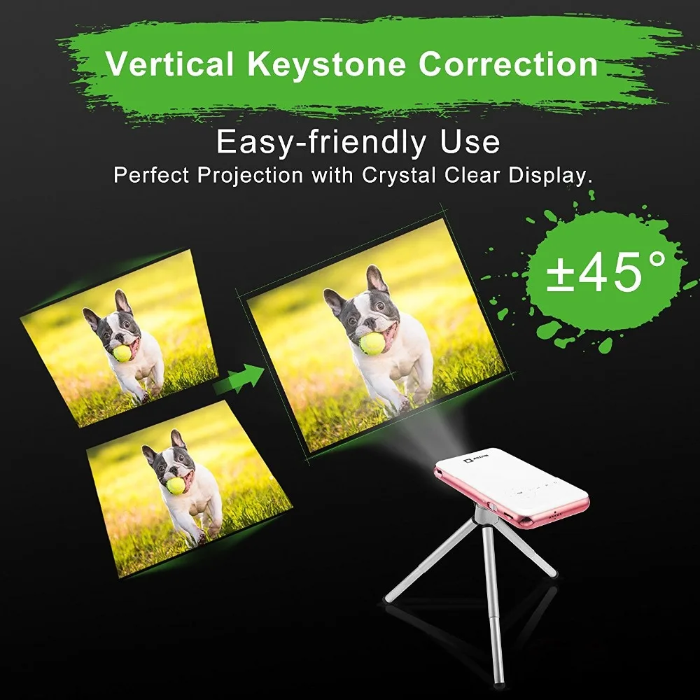 YANHUO HDMI Input-Vertical Keystone Correction 5000Amh power Mini projector Smart Android Pico Projector-Features | Электроника