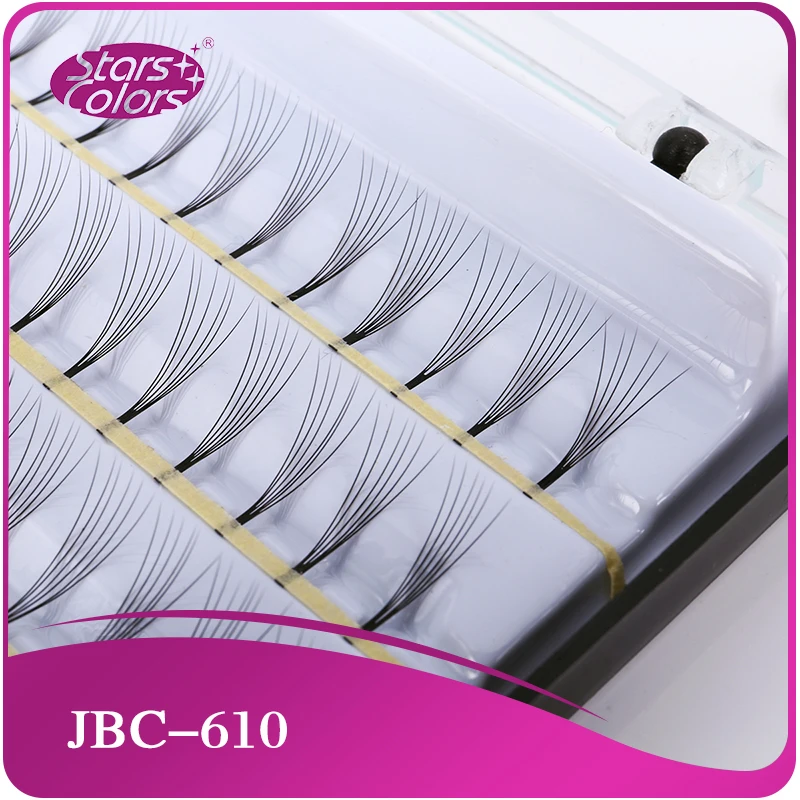 

5 trays/lot Popular style White 6 flares eyelash Natural false C-shape Handmade Synthetic Hair Single Eye lash cilia tools