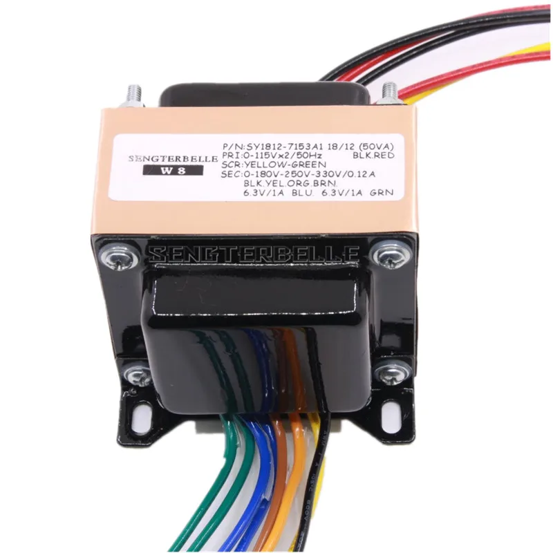 50VA EI трансформатор 0-180V-250V-330V(120mA) 0-6,3 V(1A) 0-6,3 V(1A) для лампового усилителя