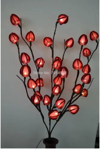 3" высота 30 Led китайский фонарь ветка огни ваза цветочные огни домашний сад настольные вечерние украшения подарок на праздник ветка свет - Испускаемый цвет: Claret Red