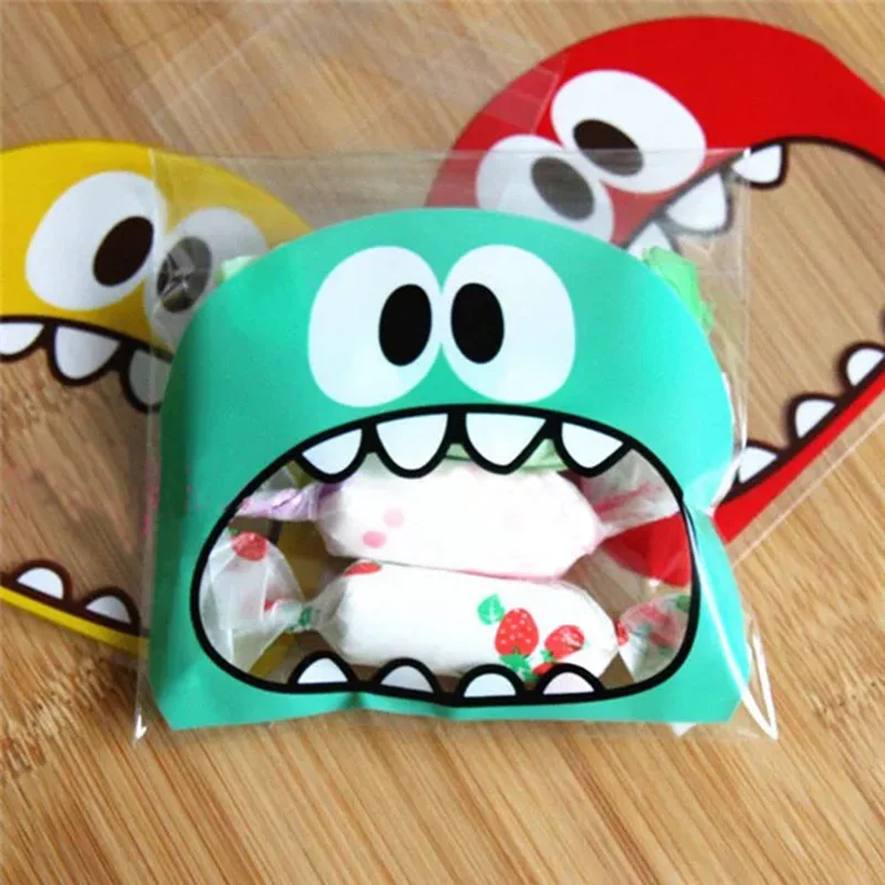 

50Pcs Cute Big Teech Mouth Monster Plastic Bag Wedding Birthday Cookie Candy Gift Packaging Bags OPP Self Adhesive Party Favors