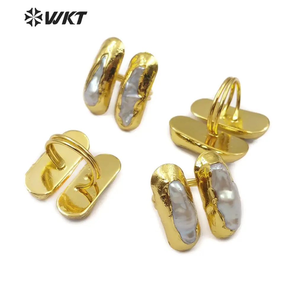 WT-R332 wholesale pearl rings fashion double high quality freshwater ring for women jewelry making | Украшения и аксессуары