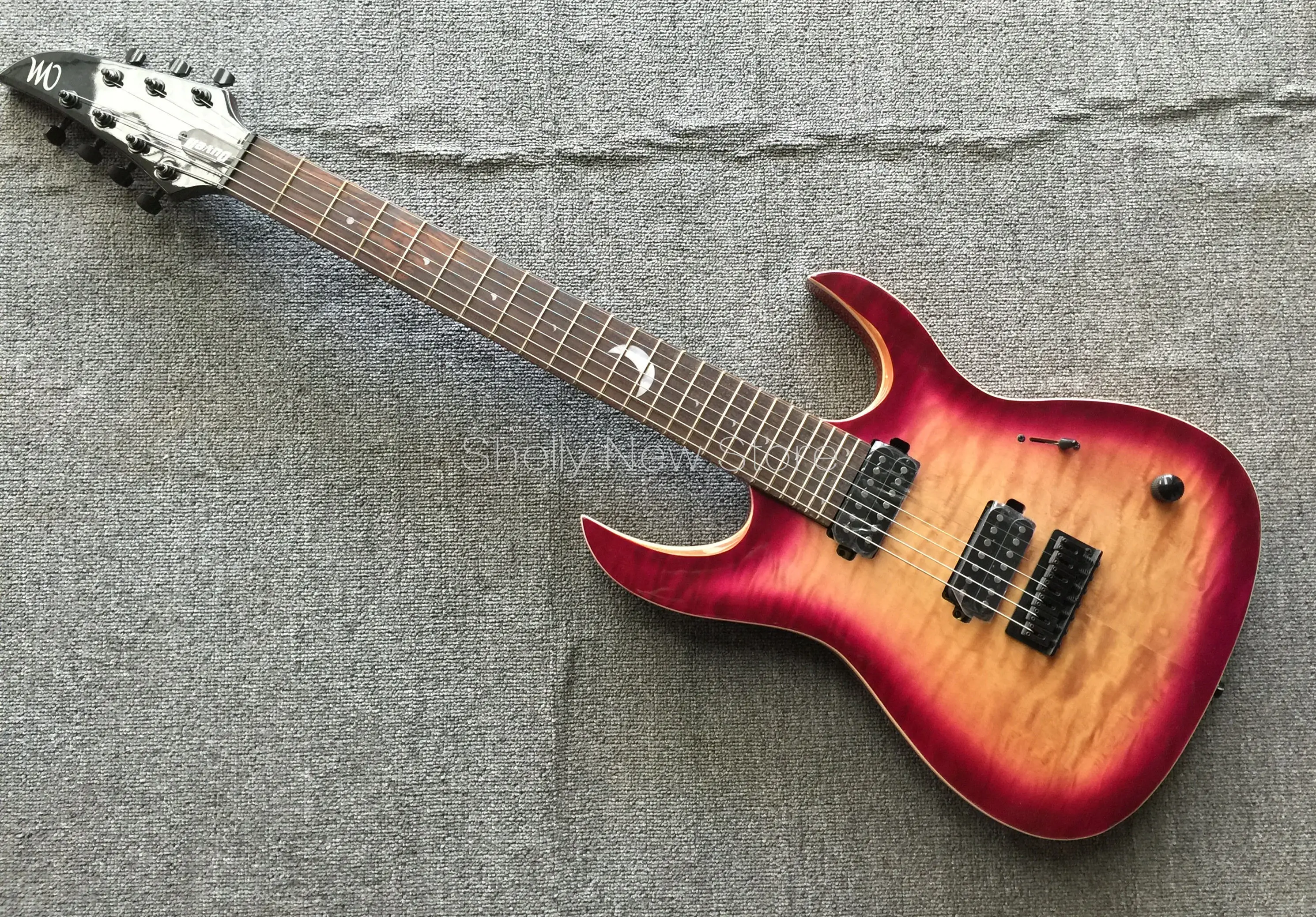 Shelly new store factory custom purple quilted maple 7 strings black locking tuners 5pcs neck string through M electric guitar
