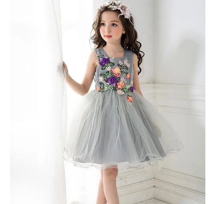 Meng Baby 2017 Flower Children's Girl Costumes For kids Princess Party Wedding Dresses Girls Clothes Teen Girl Evening Dress