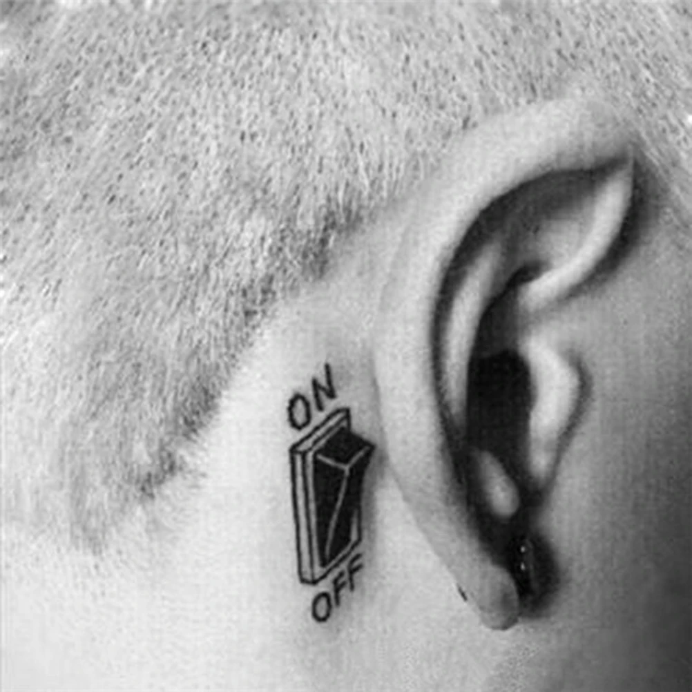 

Water Transfer Waterproof Fake Tattoo Stickers ON-OFF Button Design 3D Waterproof Temporary Tattoos Sticker