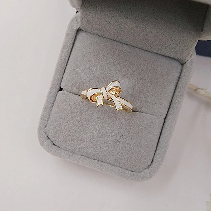 Оригинальный дизайн эпоксидный бант закрытые Кольца для дам милые/Романтические