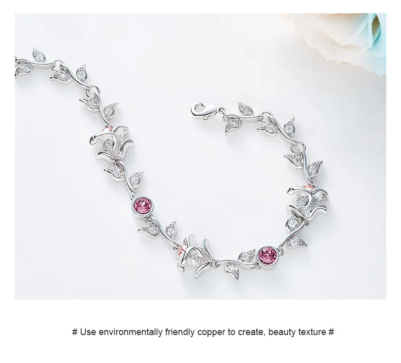 CDE украшенные кристаллами от Swarovski Link женские браслеты регулируемый браслет с шармами Розовые ювелирные украшения Прекрасные ювелирные украшения вечерние подарок