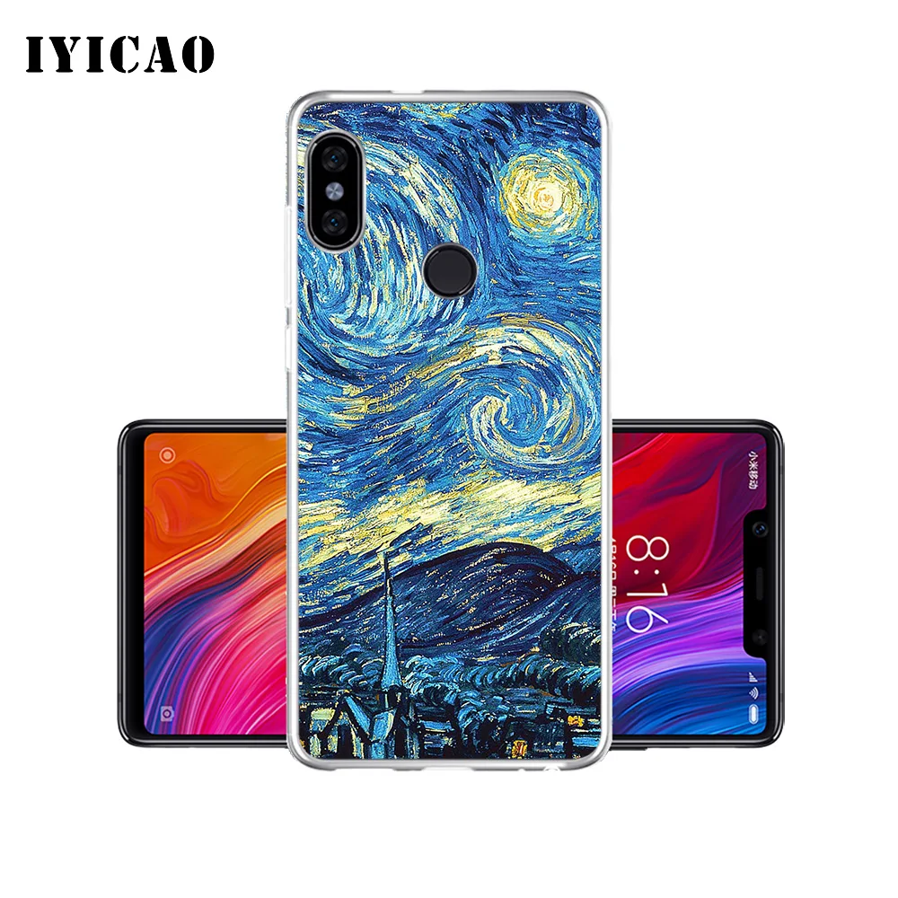 IYICAO Van Gogh Starry Night Sunflower Oil Soft Silicone Phone Case for Xiaomi Mi 9 8 SE 6 A1 A2 Lite F1 MIX2S MIX3 Cover | Мобильные