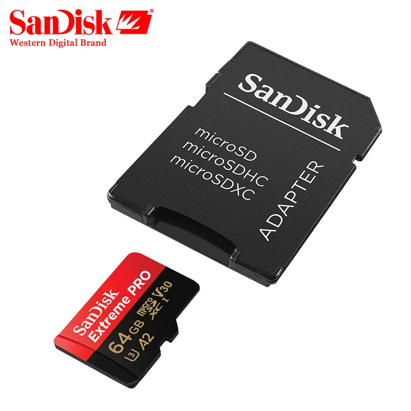 Карта Micro SD Sandisk Extreme Pro карта памяти TF до 170 Мб/с A2 V30 U3 64 ГБ 128 с переходником на |