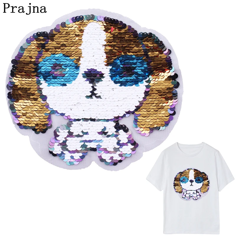 Prajna мультфильм собака блесток патчи Вышивка для пришивания на одежду рюкзак