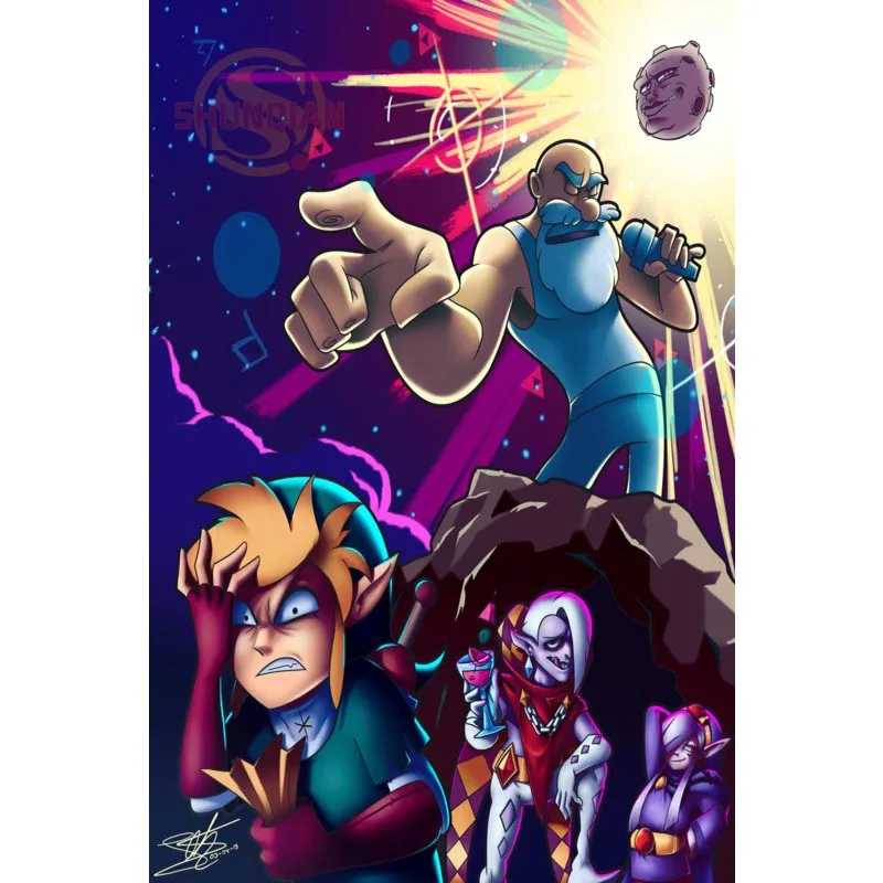 Постер с героями мультфильмов Gorillaz на заказ, атласный постер, ткань для печати, настенный постер, принт из шелковой ткани с принтом, постер - Цвет: Кофе