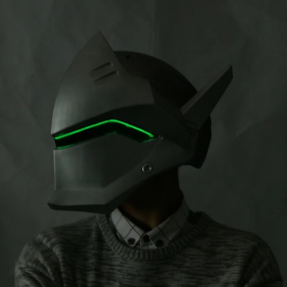 OW игра над Genji накладные часы шлем с светильник косплей маска шлем из ПВХ Хэллоуин Карнавал вечерние реквизит