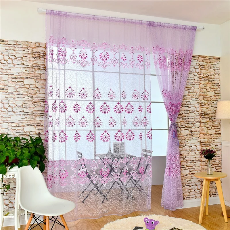 OnnPnnQ с цветочным принтом вуаль занавески тюль цветок для гостиной окно скрининг