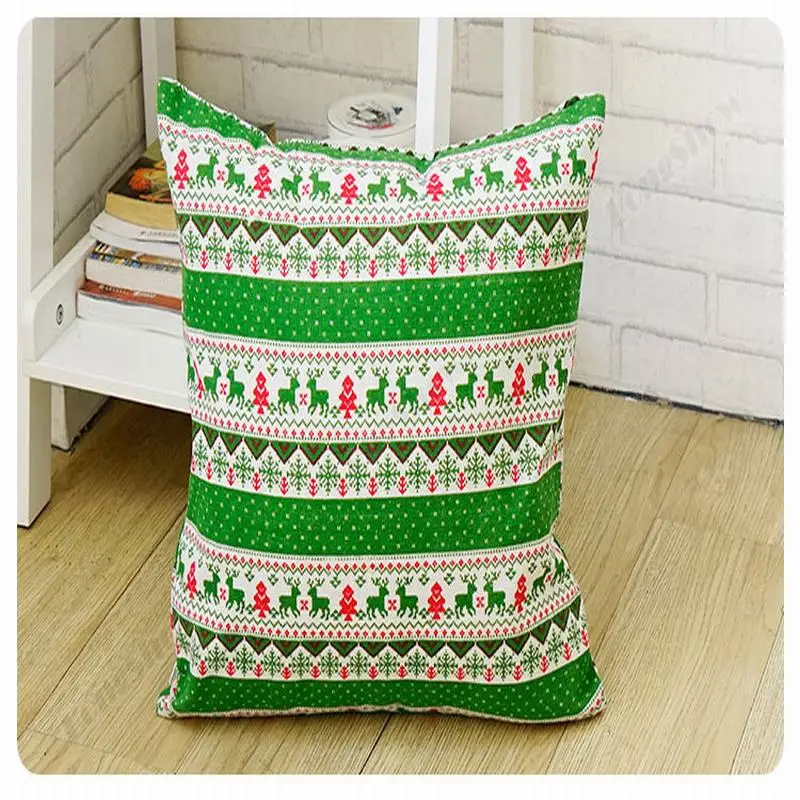 2PCS/LOT 2018 Christmas Tree Deer Printed Home Hotel Sequare Linen Cushion Cover Sofa Cffice Chair Seat Cushions 45x45cm | Дом и сад
