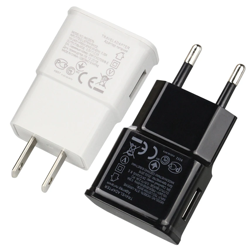 100 шт./лот белый черный 5 В 2 А для путешествий EU us Plug настенное USB зарядное