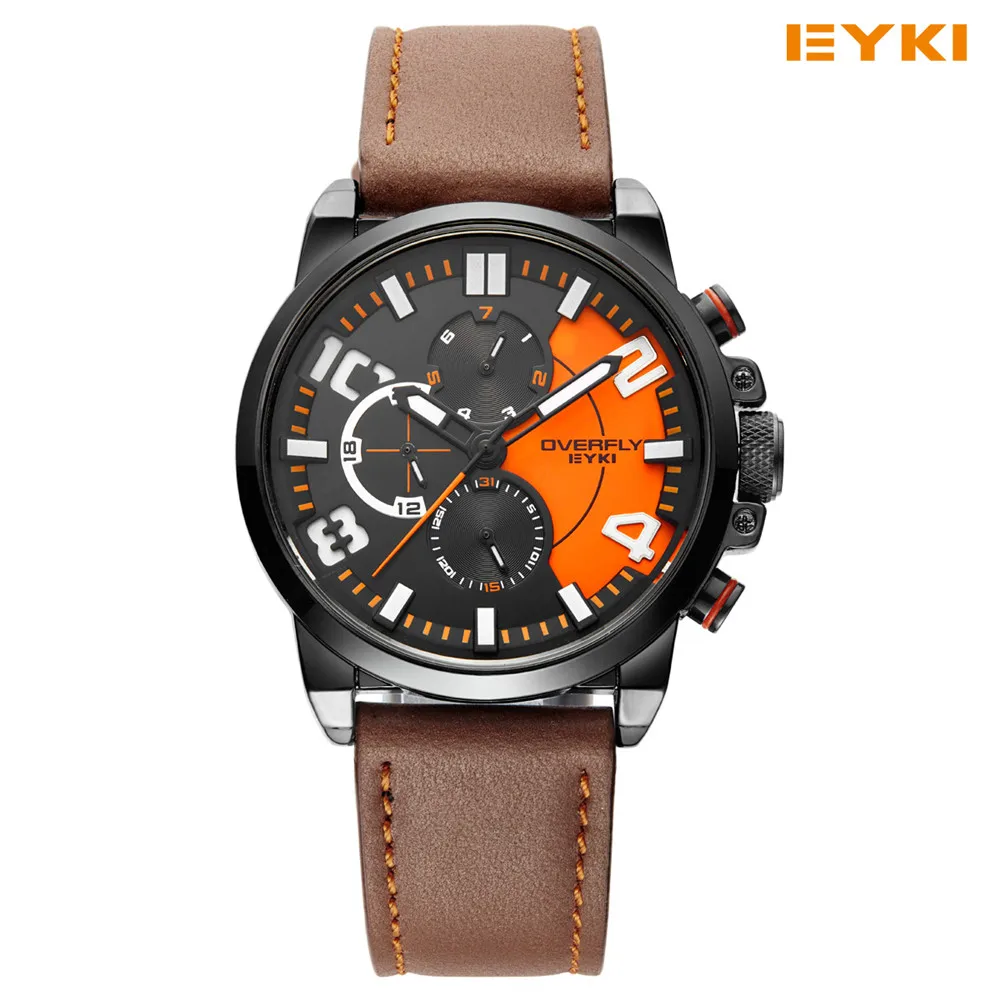 Для мужчин Спорт Часы EYKI Элитный бренд человек кварцевые часы Пояса из