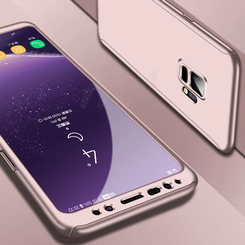 Розовый H& A 360 градусов полный чехол для телефона для samsung Galaxy S9 S8 Plus S7 S6 Edge Защитная пленка для экрана чехол для телефона Note 9 8 S8 чехол - Цвет: Розовый