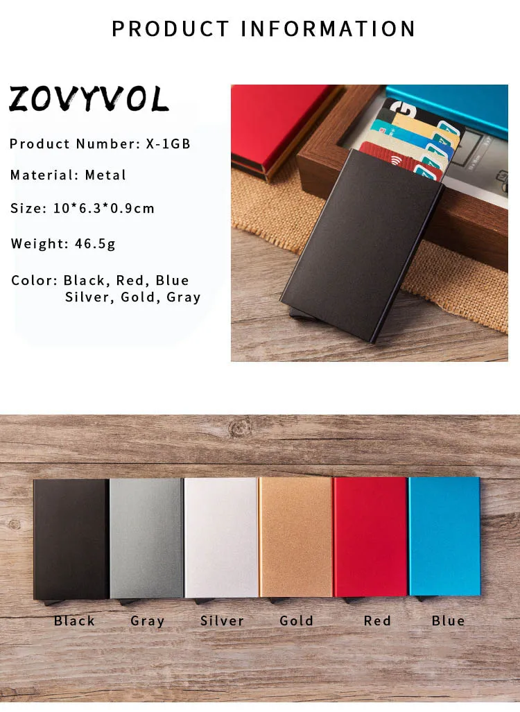 ZOVYVOL Rfid Блокировка Автоматический алюминиевый тонкий мужской кошелек мужской мини тонкий бумажник для карт ID Держатели кошелек маленькие кошельки