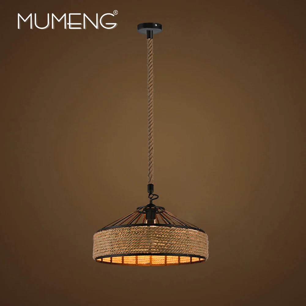MUMENG Ретро промышленный пеньковый Канат подвесной светильник светодиодный