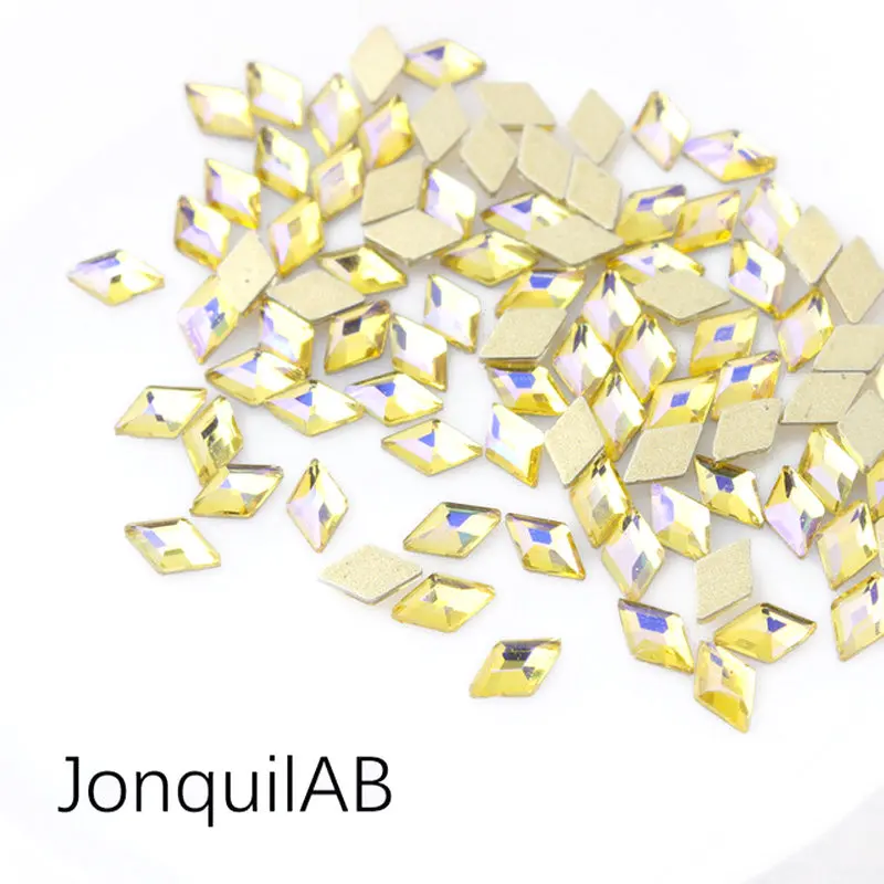 JonquilAB 30/100 шт ромбовидные Стразы для ногтей, кристаллы, стеклянные камни для дизайна ногтей, декоративные подвески, драгоценные камни, ювелирные изделия, аксессуары - Цвет: JonquilAB