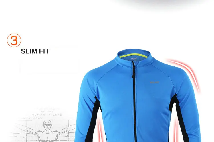 ARSUXEO Cycling Jersey Long Sleeve Sportswear Breathable Quick Dry Sun Protection Mountain Bike Bicycle Clothing Shirts Wear